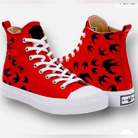 MCQ by Alexander McQueen Swallow Swarm Vulcanized Hi Top Sneaker M 7/W 9 #3024 - Picture 3 of 12